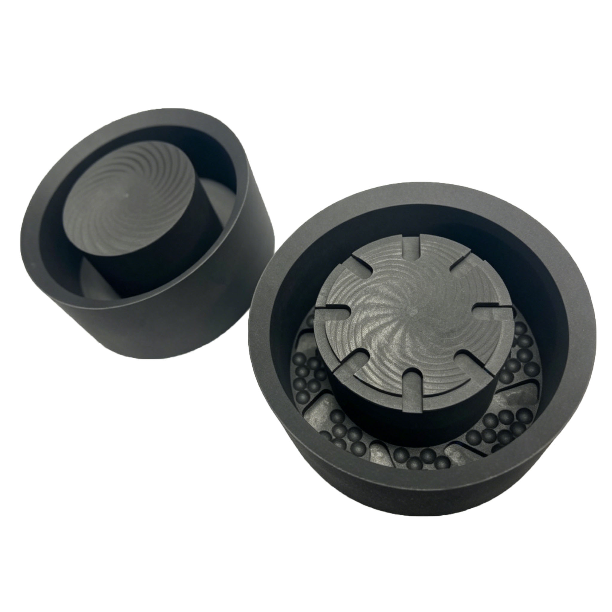 Moule de frittage en graphite assembl&eacute; montrant la structure interne pour la production de couronnes de diamant