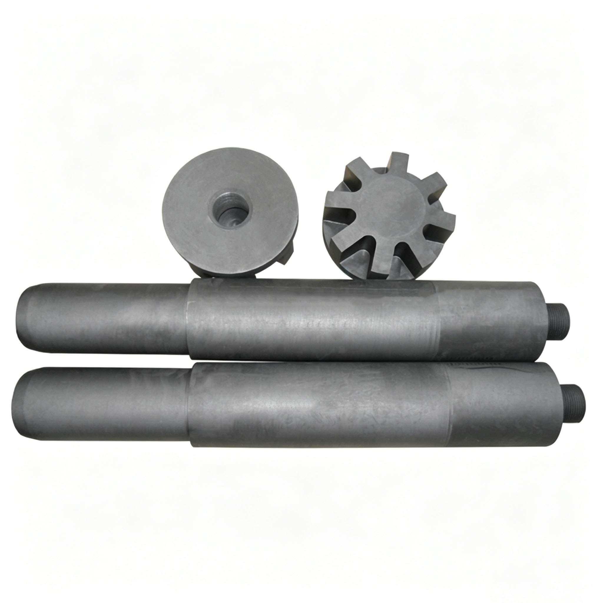 Composants de rotor en graphite amovibles montrant l'arbre du rotor et la t&ecirc;te de turbine pour le moulage