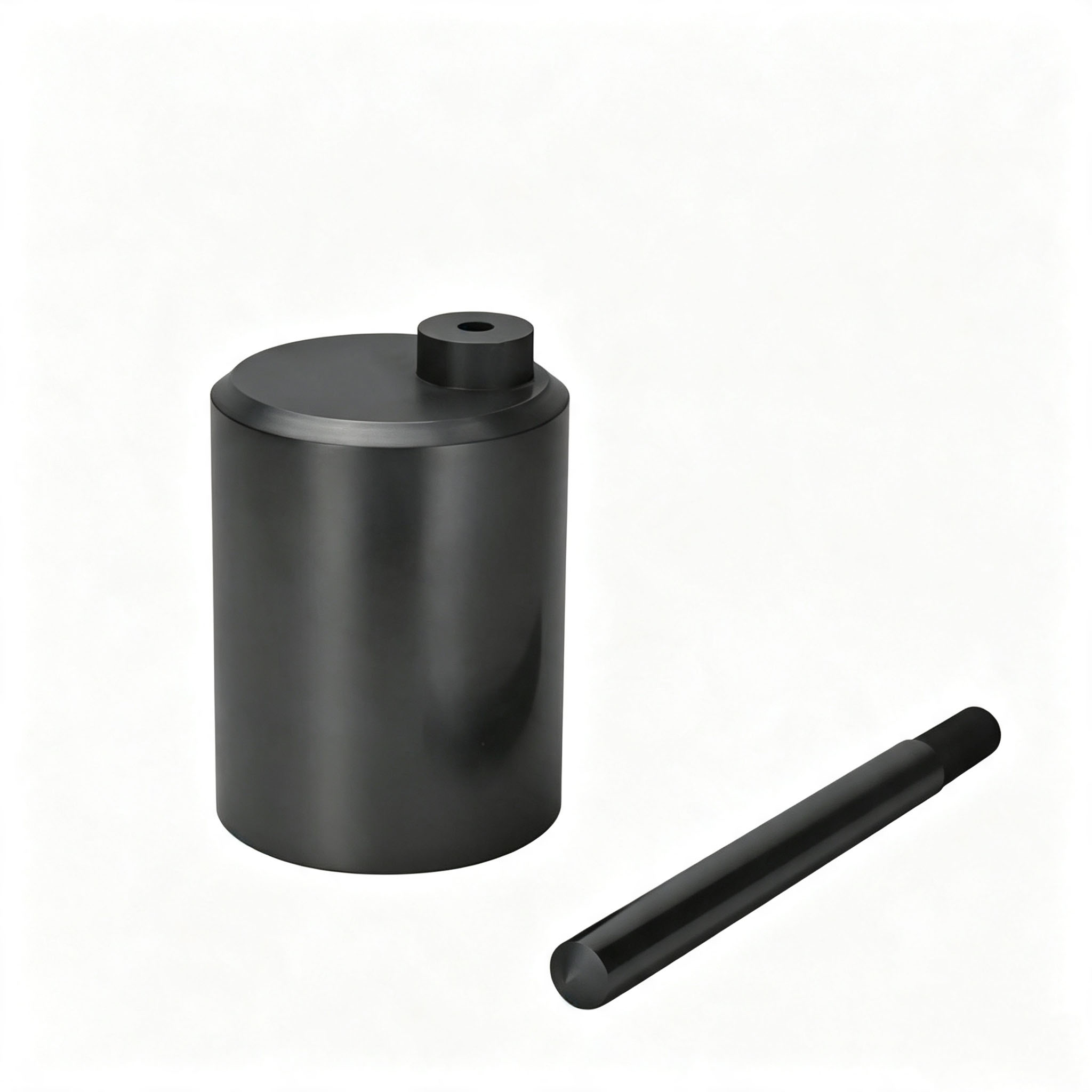 Creuset vertical en graphite de haute puret&eacute; avec trou de bossage sup&eacute;rieur, tige d'agitation en graphite plat solide assortie pour la fusion de m&eacute;taux pr&eacute;cieux en laboratoire
