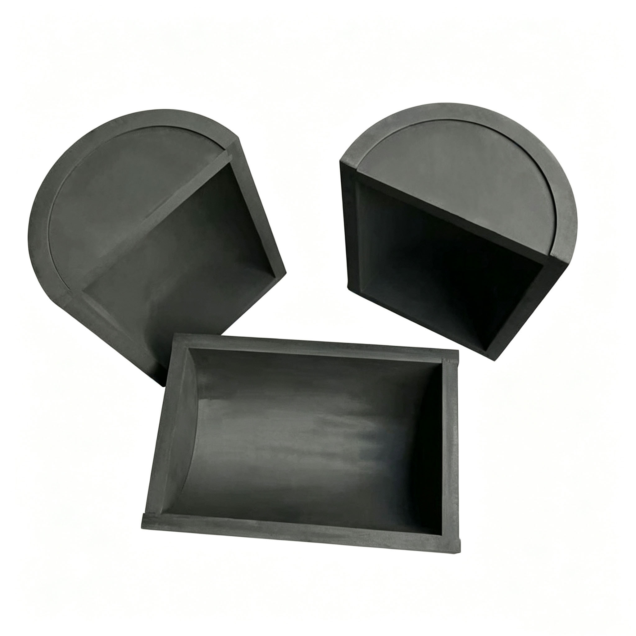 Bateaux ronds en graphite isostatique de haute pureté Bateaux en graphite fritté semi-circulaire en forme de U Bateaux en graphite haute température sur mesure pour fours sous vide