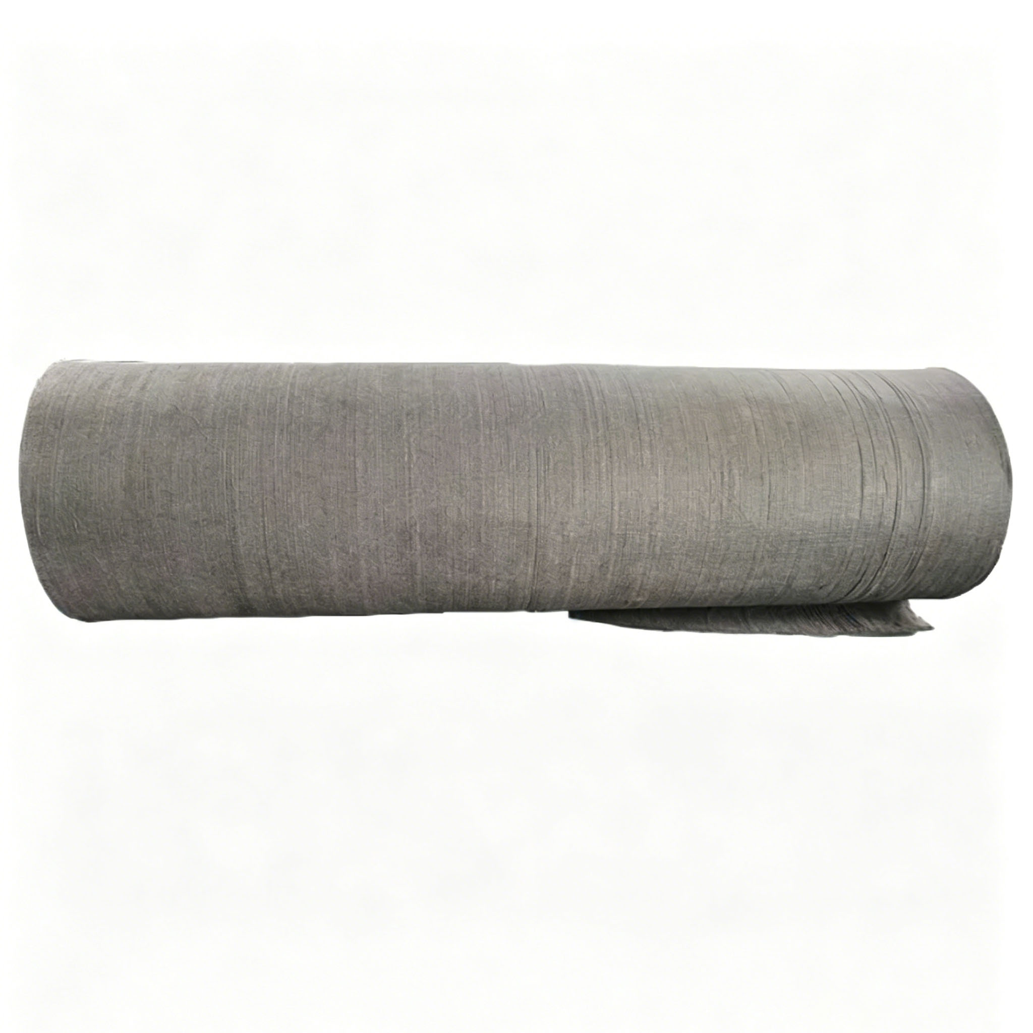 Vue lat&eacute;rale d'un rouleau de feutre en graphite souple &agrave; base de rayonne pos&eacute; horizontalement montrant une longueur de rouleau standard de 5 &agrave; 10 m&egrave;tres pour l'isolation du four