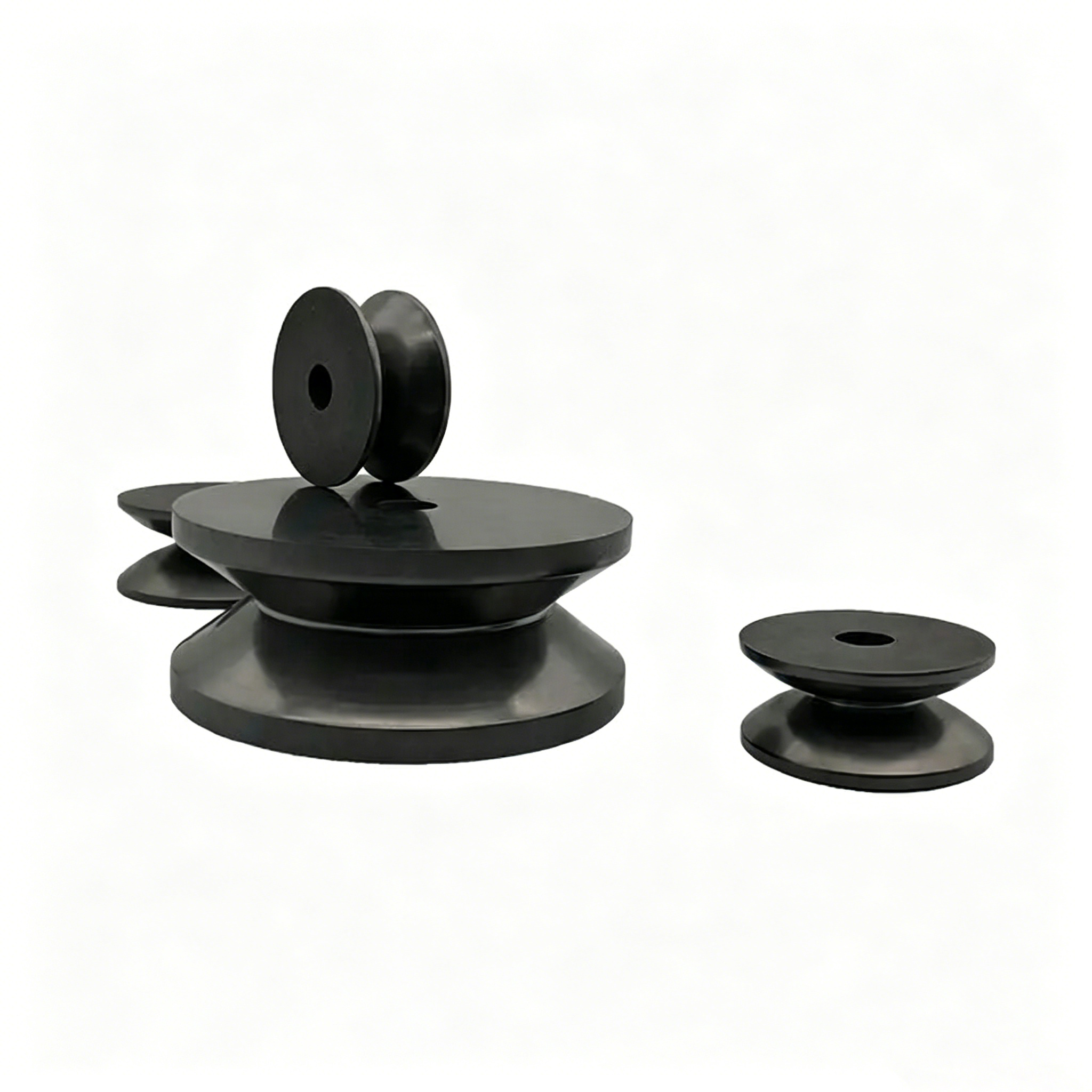 Combinaison de trois rouleaux de guidage en graphite pour diff&eacute;rentes positions dans la ligne de production de fibre de verre, tailles interchangeables pour les &eacute;tapes d'&eacute;tirage, de regroupement et d'enroulement