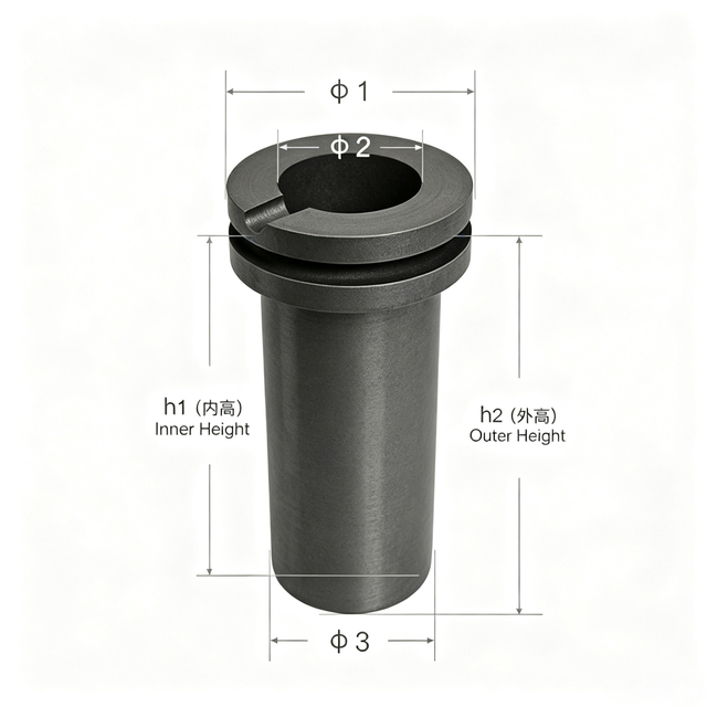Creusets en graphite à double anneau de haute pureté | Conteneurs résistants aux chocs thermiques spécialement conçus pour la fusion de métaux précieux | Fabriqué sur mesure par NHD