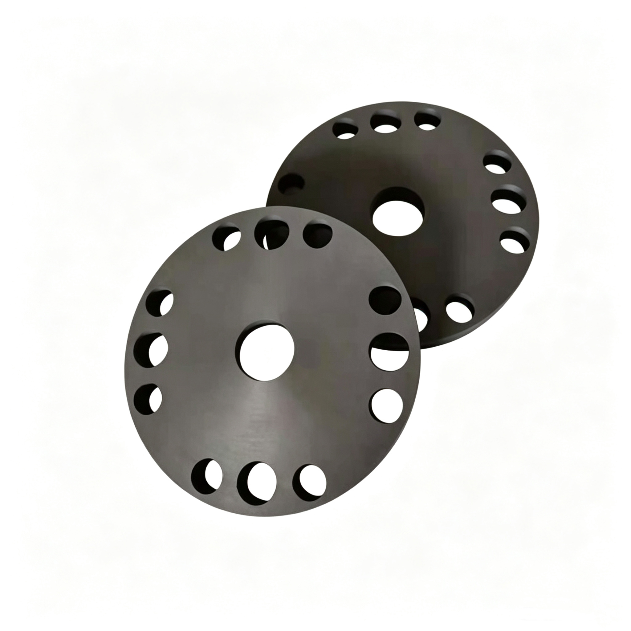 Pile de disques en graphite &agrave; paroi &eacute;paisse avec de grands trous et perforations de bord, plaque de frittage en carbone robuste rendue 3D con&ccedil;ue pour une utilisation dans des fours &agrave; temp&eacute;ratures extr&ecirc;mes et &agrave; charges m&eacute;caniques &eacute;lev&eacute;es