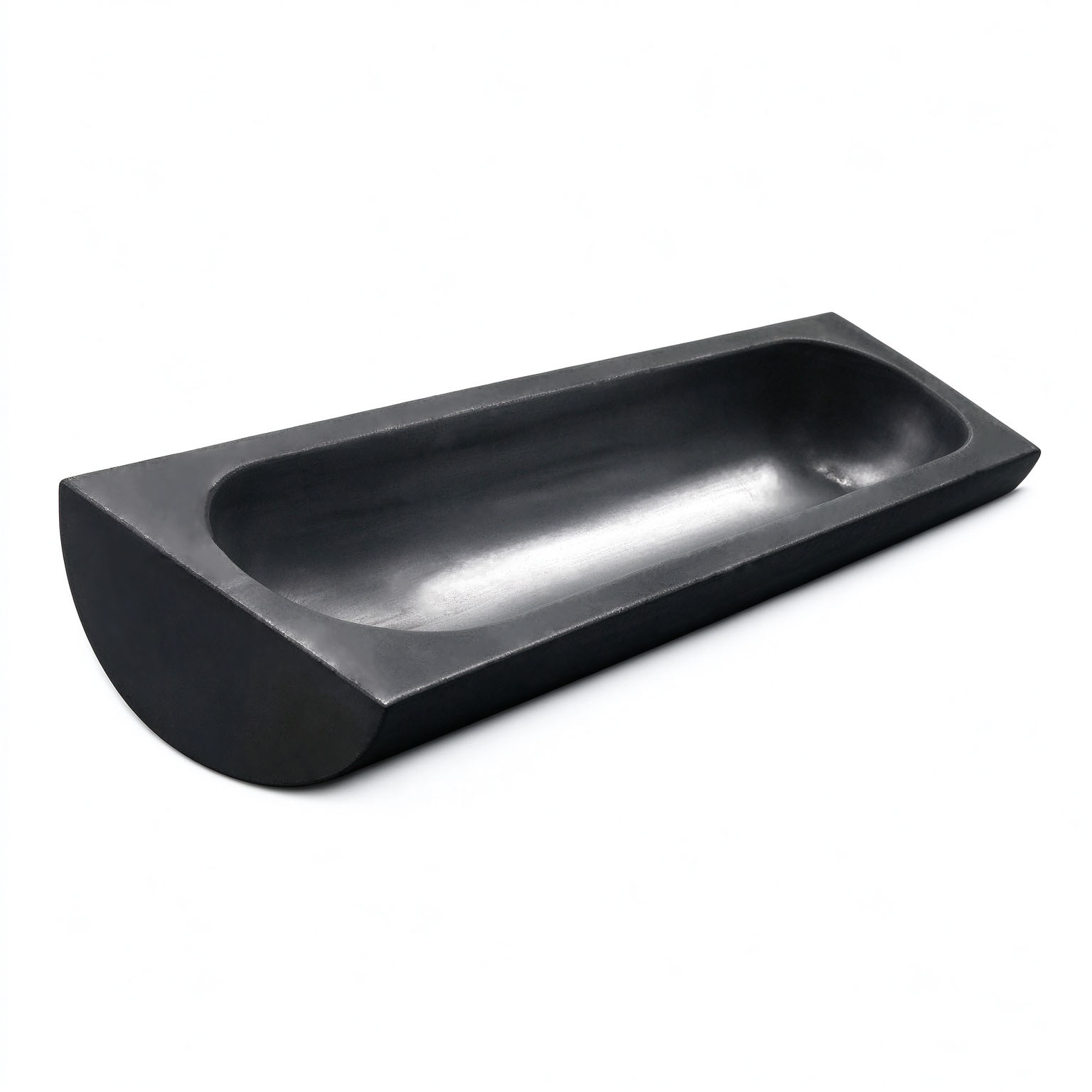 Longue goulotte en graphite &agrave; cavit&eacute; int&eacute;rieure lisse pour bateau en graphite semi-circulaire pour le frittage des mat&eacute;riaux