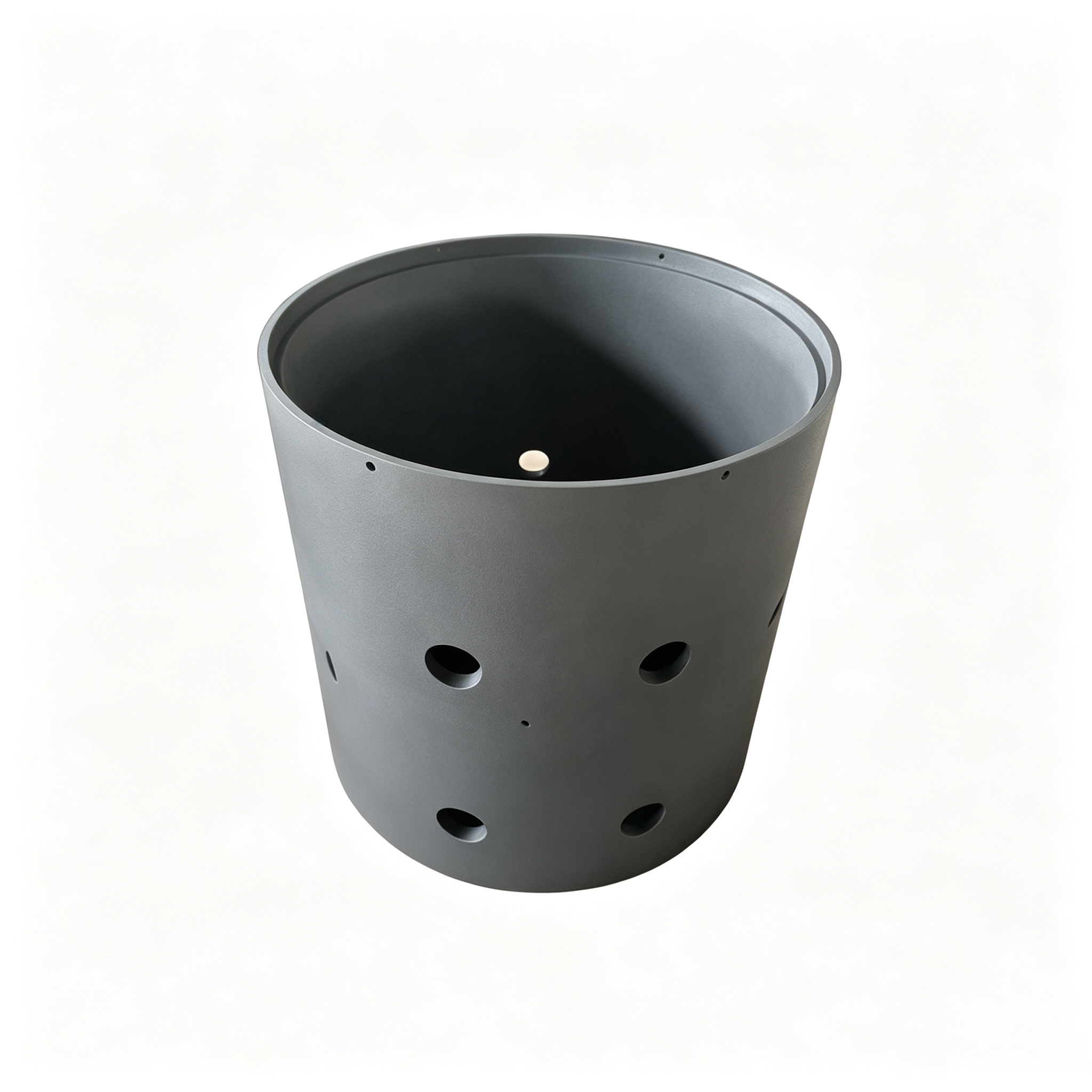 Creuset en graphite perfor&eacute; avec trous de ventilation lat&eacute;raux, r&eacute;cipient de fusion industriel cylindrique pour une distribution uniforme de la chaleur, trous usin&eacute;s sur mesure pour le d&eacute;bit de gaz et l'efficacit&eacute; thermique, fabricant NHD Carbon Chine