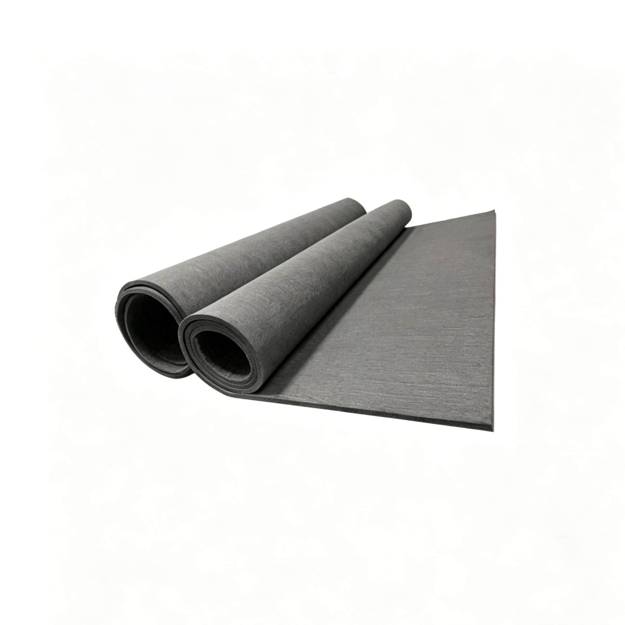 Deux rouleaux de feutre de graphite souple &agrave; base de rayonne d&eacute;roul&eacute;s pour afficher une plage de largeur standard de 1 200 &agrave; 1 600 mm pour l'isolation thermique industrielle