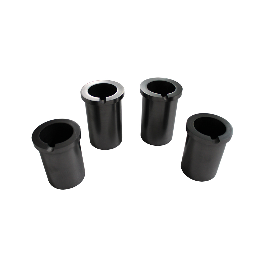 4 creusets en graphite &agrave; anneau unique noir brillant de tailles assorties pour la fusion des m&eacute;taux en laboratoire et l'affinage des bijoux