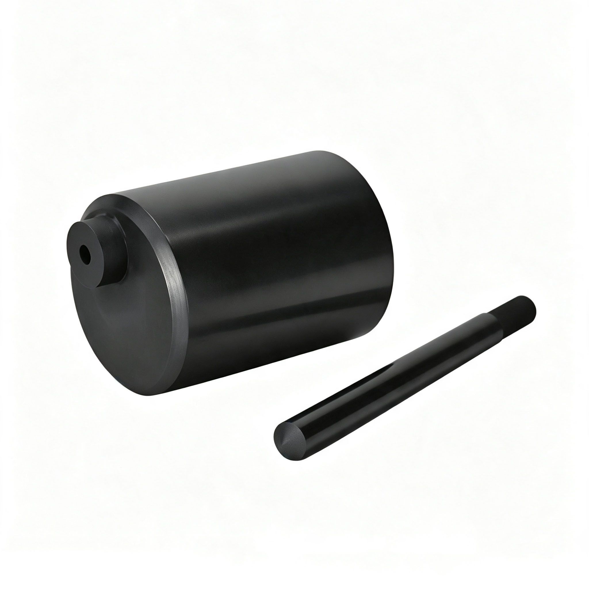 Creuset de fusion en graphite haute densit&eacute; avec colonne de trou arri&egrave;re, tige d'agitation en graphite &agrave; t&ecirc;te plate assortie pour le moulage de bijoux en m&eacute;tal pr&eacute;cieux or argent platine