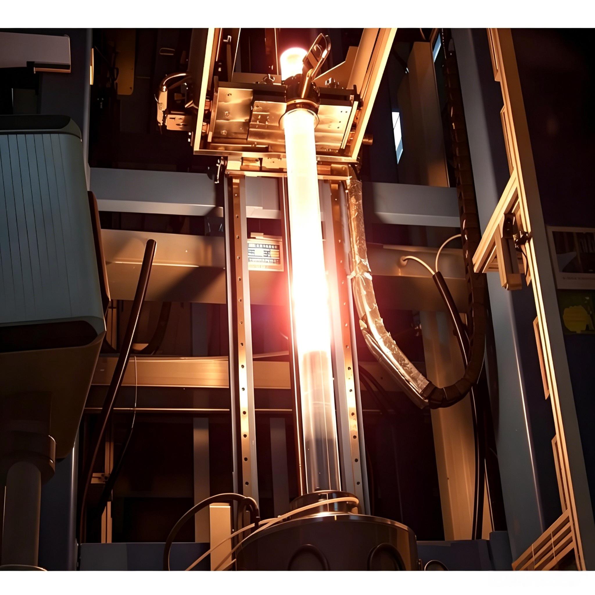 Tube en graphite de haute pr&eacute;cision pour four d'&eacute;tirage de fibres optiques, utilis&eacute; dans la fabrication de pr&eacute;formes de fibres optiques