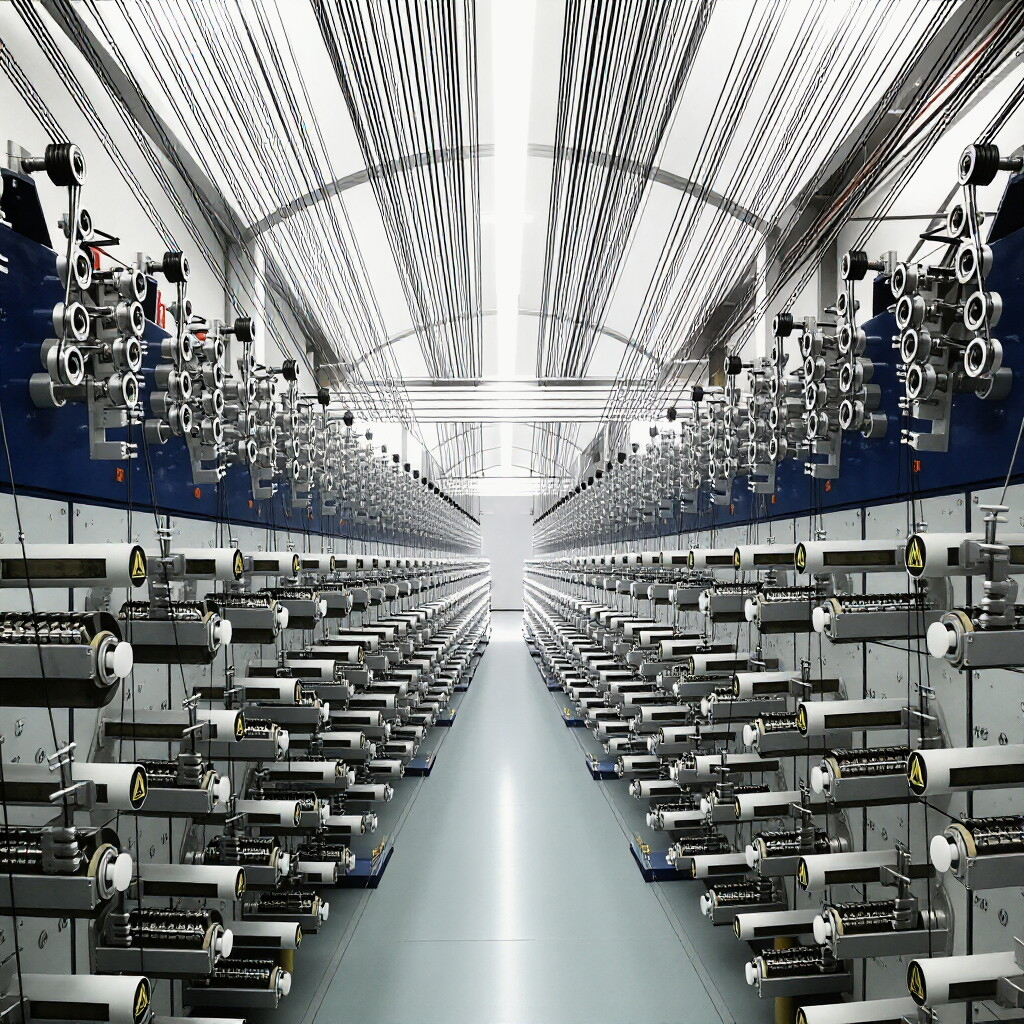Des roues en grappe de graphite guident les faisceaux de fibres synth&eacute;tiques dans les ateliers de filature de fibres chimiques, permettant une production continue &agrave; grande &eacute;chelle.