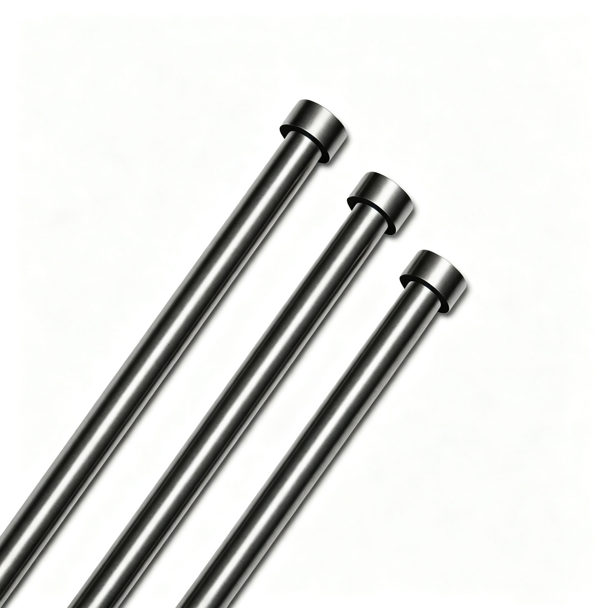 Trois longues tiges de support en graphite finition miroir avec t&ecirc;te ronde int&eacute;gr&eacute;e, arbre de transmission en graphite usin&eacute; CNC avec pr&eacute;cision