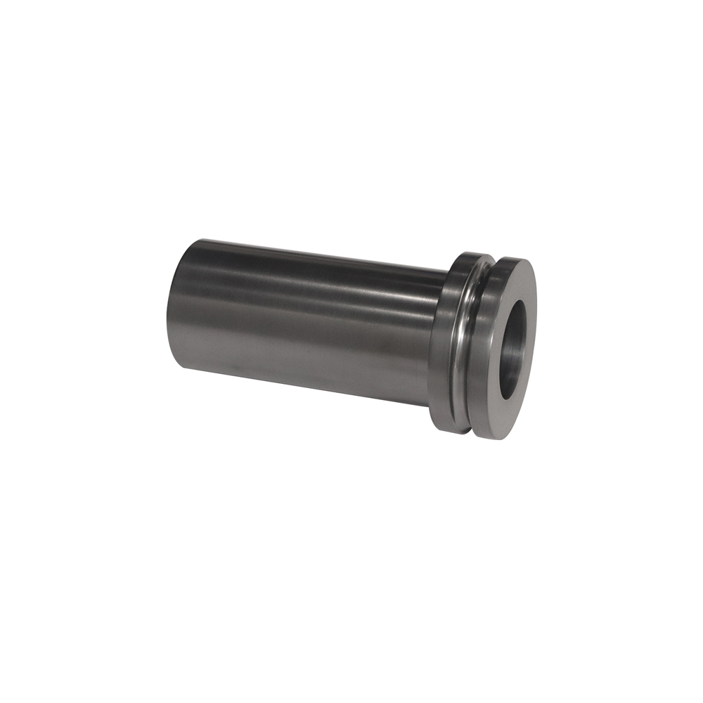 Vue lat&eacute;rale horizontale du creuset en graphite &agrave; double anneau, montrant clairement la structure de l'anneau de r&eacute;tention sup&eacute;rieur et de l'anneau de support inf&eacute;rieur