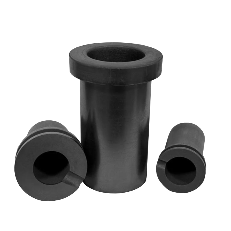 Ensemble familial de trois creusets en graphite double anneau de diff&eacute;rentes tailles, gamme compl&egrave;te pour la bijouterie et la fusion industrielle