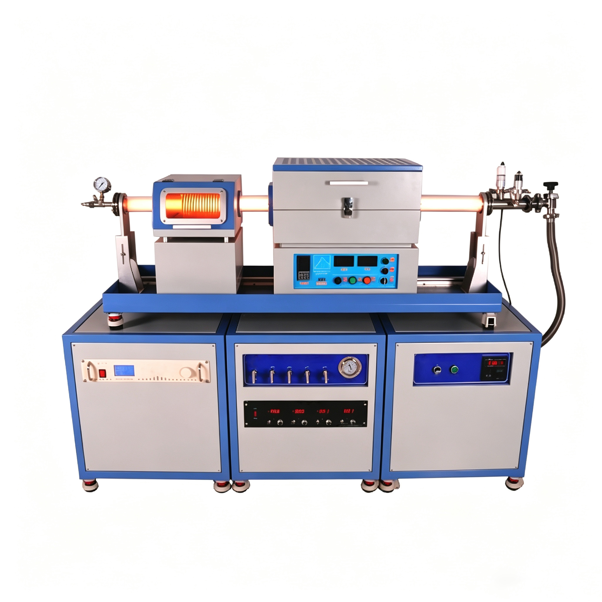 Syst&egrave;me de four tubulaire industriel CVD pour d&eacute;p&ocirc;t chimique en phase vapeur avec zone chauffante &agrave; plaque de graphite rainur&eacute;e pour les applications de rev&ecirc;tement en couche mince - NHD Carbon