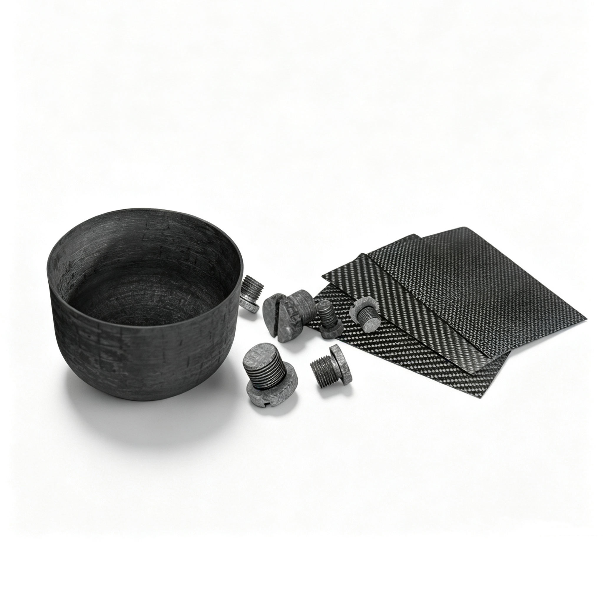 Mat&eacute;riaux C/C en composite de carbone, y compris un creuset tiss&eacute;, des vis, des boulons et des plaques de fibres usin&eacute;s CNC, des composants structurels thermiques de haute performance pour les applications de fours a&eacute;rospatiaux NHD Carbon