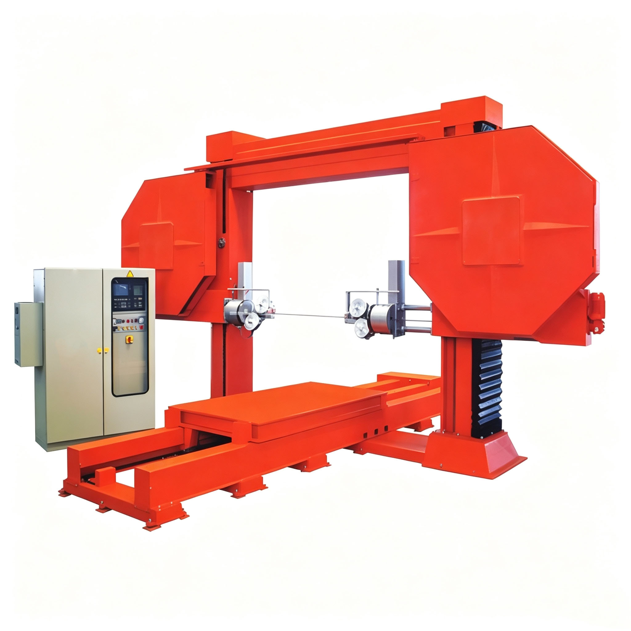 Machine automatique de scie &agrave; fil diamant&eacute; &agrave; portique CNC pour la coupe de blocs de carri&egrave;re de marbre de granit, associ&eacute;e &agrave; des perles de scie &agrave; fil diamant&eacute; fritt&eacute;es par un moule en graphite