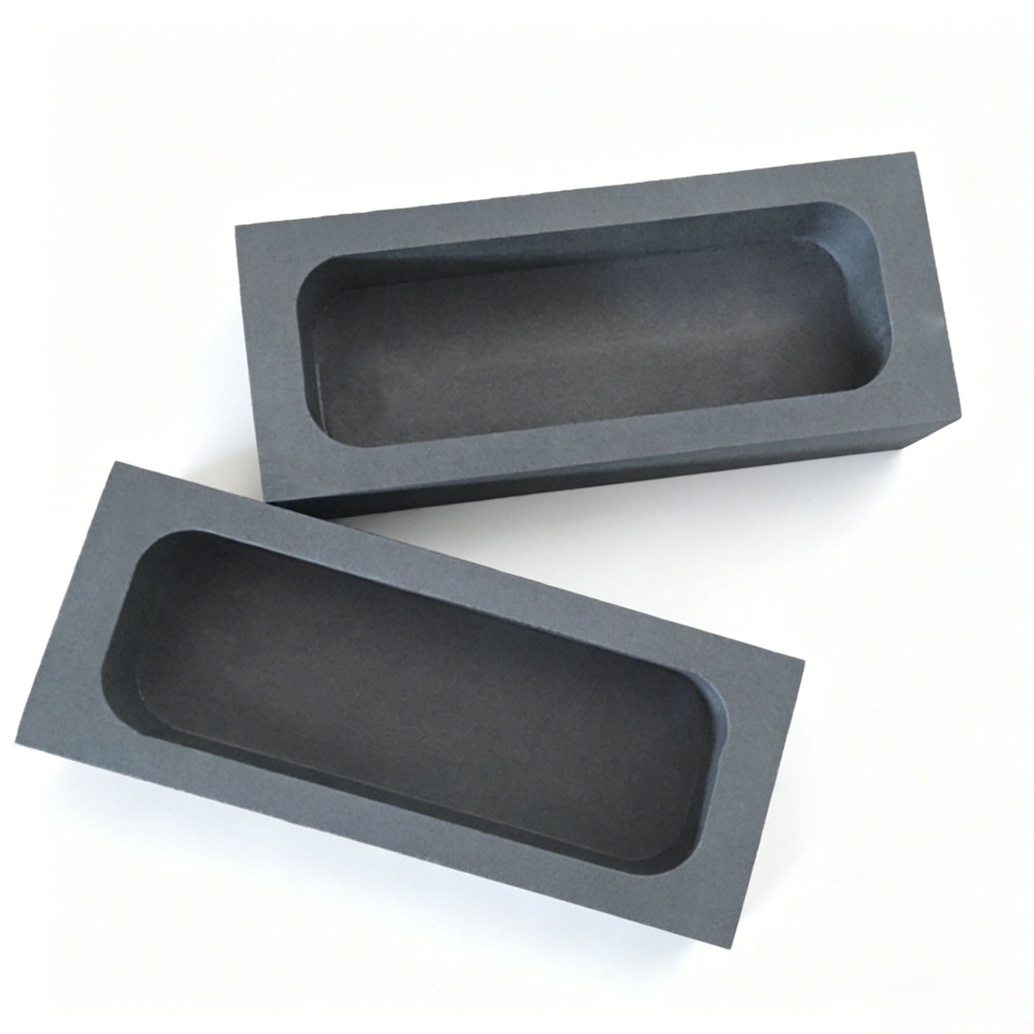 Moule bateau en graphite avec coins arrondis pour le moulage de m&eacute;taux pr&eacute;cieux, long bateau rectangulaire en carbone de haute puret&eacute; pour la fusion de l'or, de l'argent et du cuivre