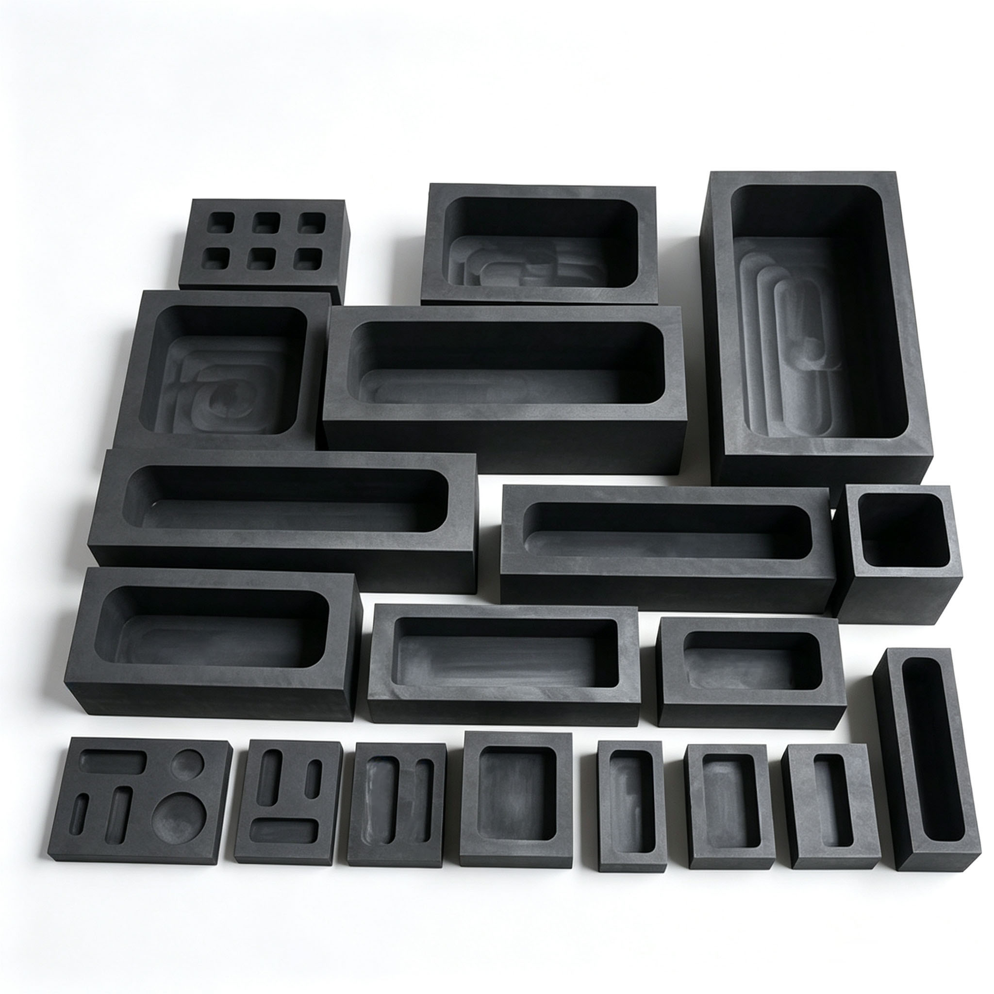 Lingoti&egrave;res en graphite personnalis&eacute;es, gamme compl&egrave;te, 1 &agrave; 16 cavit&eacute;s, pour or, argent, cuivre, aluminium