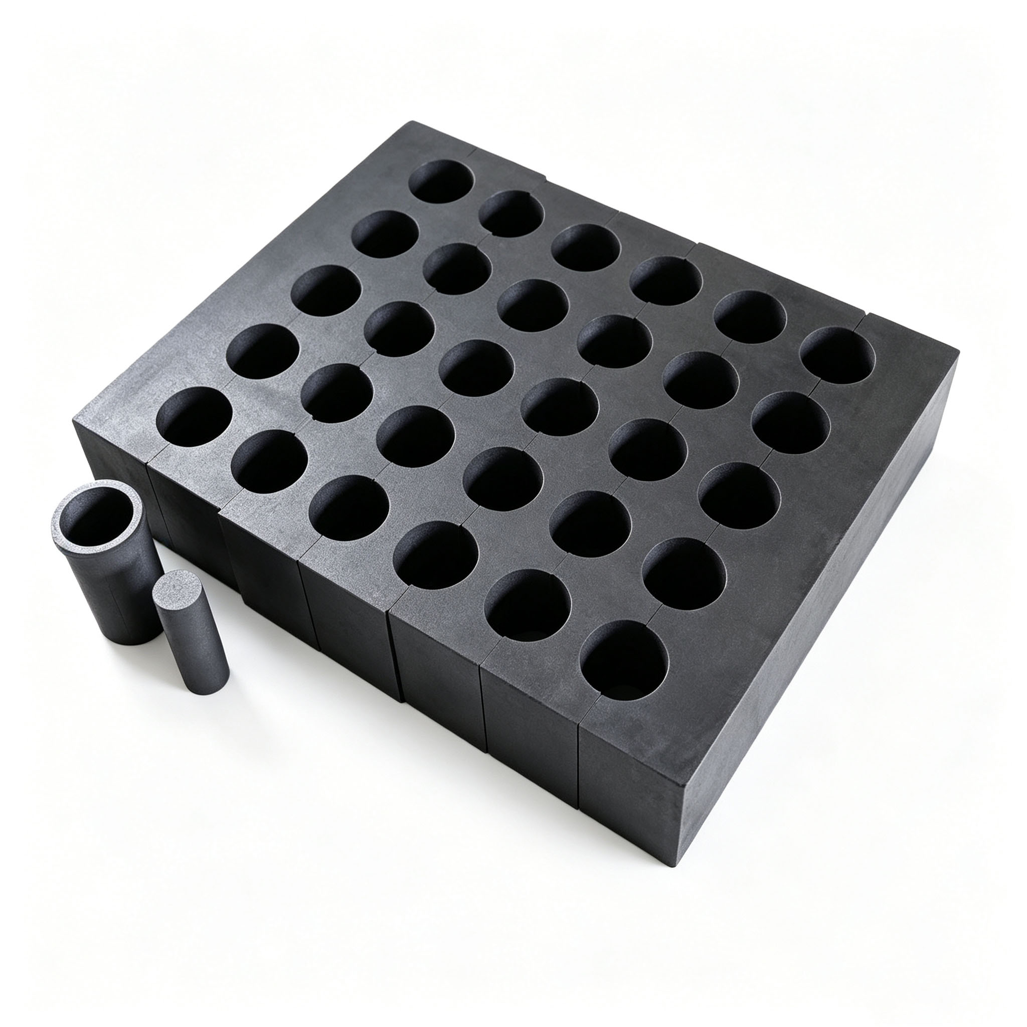 Grand ensemble de moules en graphite &agrave; matrice &eacute;piss&eacute;e &agrave; trous ronds assortis &agrave; un manchon en graphite et &agrave; un poin&ccedil;on solide, kit d'accessoires complet pour le frittage de perles de scie &agrave; fil diamant&eacute;