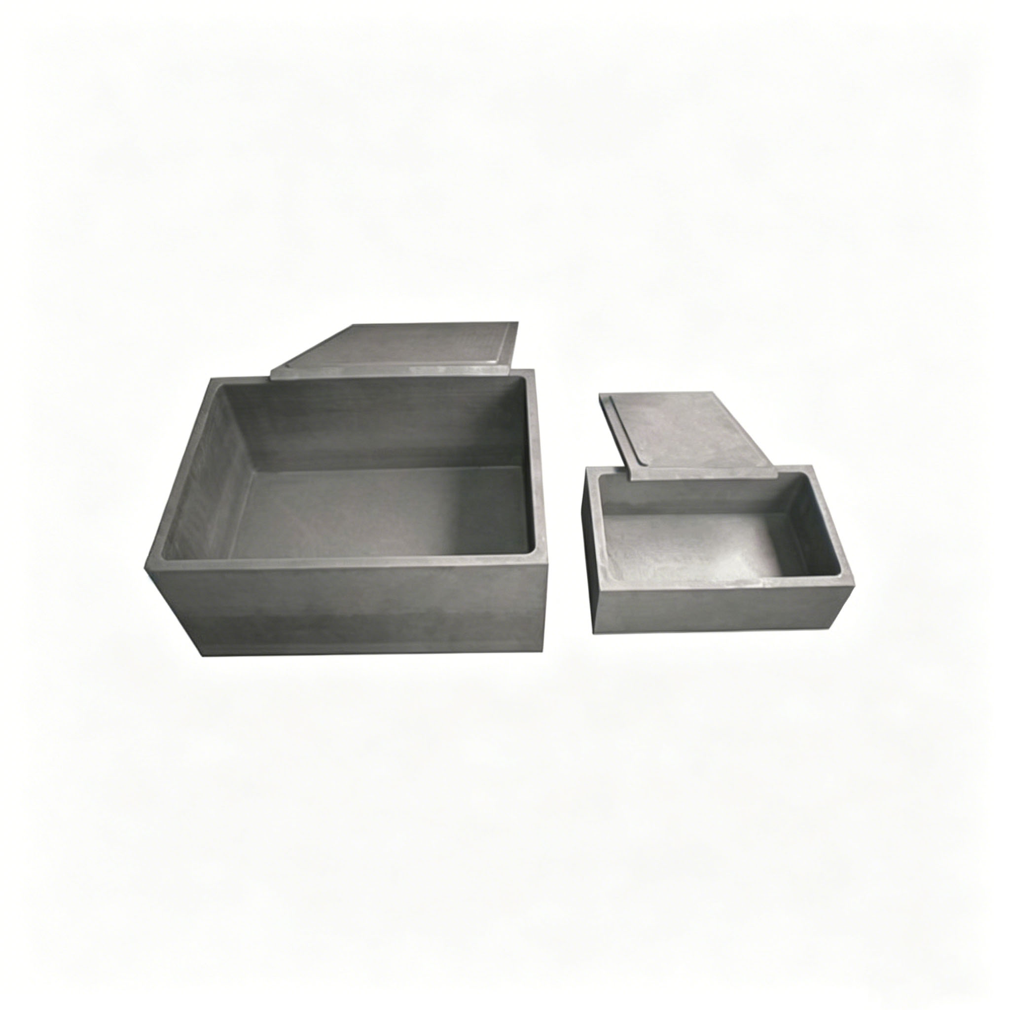 Bateau en graphite avec couvercle pour le frittage de poudre et la fusion du m&eacute;tal, r&eacute;cipient carr&eacute; en carbone haute densit&eacute; avec couvercle pour le traitement &agrave; haute temp&eacute;rature